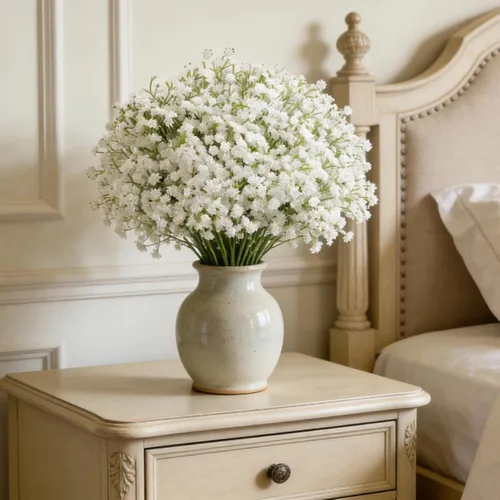 Vista 4 de Ramo de gypsophila artificial de 6 piezas de flores artificiales de aliento de bebé, arreglo floral para centros de mesa de boda y decoraciones