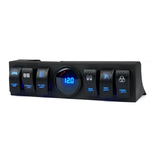 Vista 8 de Xprite Panel de distribución del sistema de control del pod del pilar A de 4 enchufes del lado izquierdo con luz trasera azul y caja de relé, kit