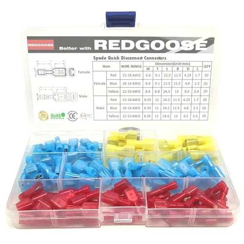 Vista 6 de 80 piezas de conectores de cable de desconexión rápida de pala, terminal de crimpado de cable macho y hembra de 22-10 AWG