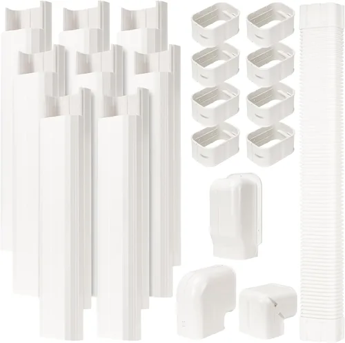 Vista 13 de Kit de cubierta de conjunto de líneas de 3" de ancho y 7.5 pies de largo para aires acondicionados mini split, cubierta de línea delgada de PVC