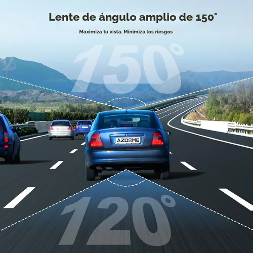Vista 7 de AZDOME M01 Dual Dash Cam frontal y trasera con tarjeta gratuita de 64 GB, cámara de tablero dual de pantalla de 3" para automóvil, G-Sensor ADAS