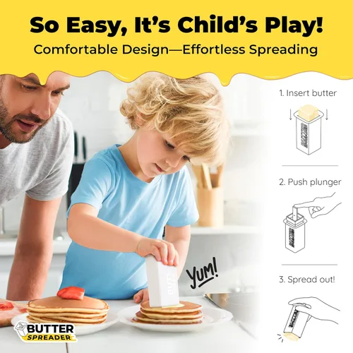 Vista 3 de Esparcidor de mantequilla sin ensuciar, 1 paquete con capacidad para el doble de mantequilla para mazorcas de maíz, pan, waffles, panqueques. El