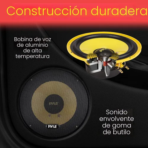 Vista 3 de Pyle Sistema de altavoces de componentes personalizados de 2 vías, 6.5 pulgadas, 400 vatios, con cesta de plástico electrochapado, envolvente