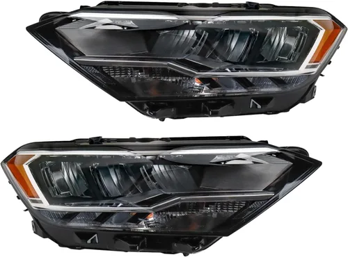 Vista 187 de TRQ Juego de Conjunto de Ensamble de Faros de 2 Piezas de Desempeño Halógeno con Marco Cromado Conductor y Lado del Pasajero Compatible con Mercedes