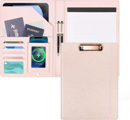 Vista 17 de Portafolio Folio Carpeta Portafolio con Bloc de Notas-Bolsillo Portatarjetas de Visita Marrón Imitación PU Cartera