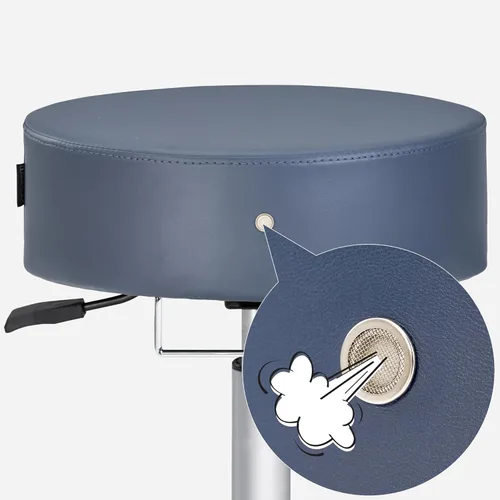 Vista 5 de Master Massage Glider Taburete hidráulico ergonómico redondo giratorio ajustable en azul real silla dental de peluquería para terapeuta, clínica