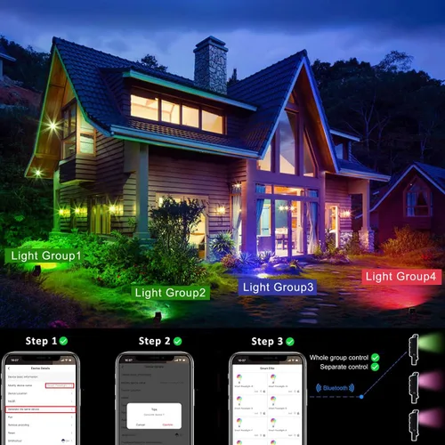 Vista 4 de Z Luces de inundación LED equivalentes a 150 W que cambian de color, iluminación subida RGB de varios colores con control remoto, luces de escenario
