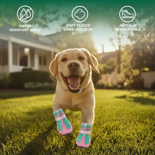 Vista 5 de Zapatos para perros pequeños, botas para cachorros para nieve de invierno, pavimento caliente, botines para perros y protectores de patas, talla 1
