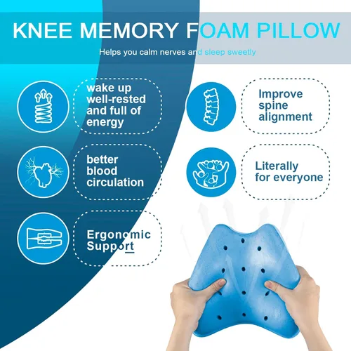 Vista 3 de QISHFEN Almohadas de espuma para rodillas y piernas, almohada de apoyo para dormir para dolor de espalda, almohada de piernas para dormir de lado