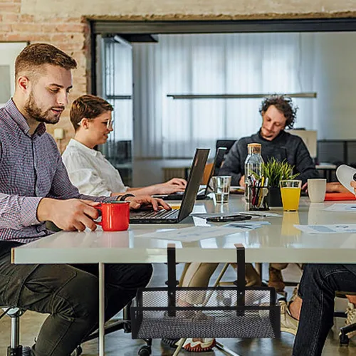 Vista 2 de Under Desk Cable Organizer Tray, Space Saving Drillless Organizer – Under Table Cable Organizer For Family, Friends, Adults, Home, Office, Study