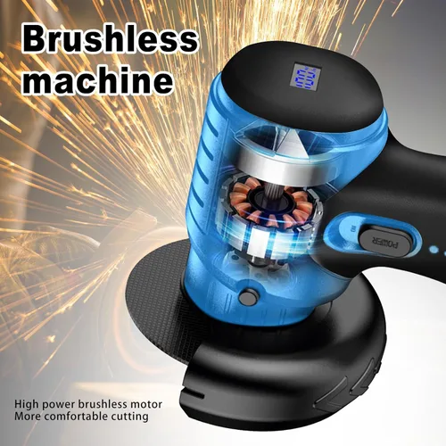 Vista 5 de Kit de Amoladora Angular Inalámbrica Sin Escobillas ZFULVO, Mini Herramienta de Rectificado Eléctrico de 19500rpm con Batería de 2x16.8V 2000mAh y 6