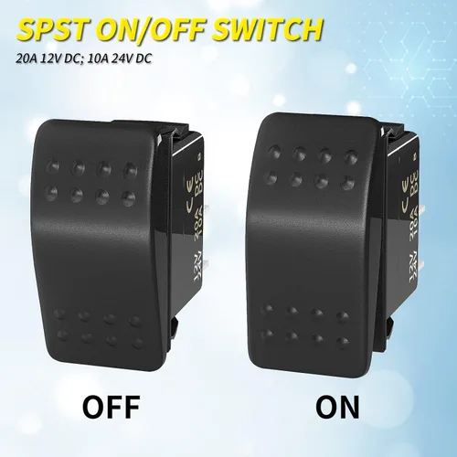 Vista 3 de Joinfworld Interruptor basculante de 12 V, barco marino, 2 pines, interruptor basculante de 20 A, SPST, interruptor de palanca de encendido
