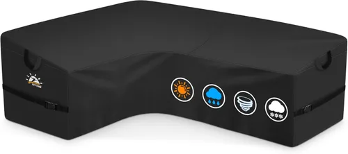 Zettum Funda seccional en forma de L para exteriores, funda de sofá modular 600D para patio, fundas impermeables para muebles de patio para sofá