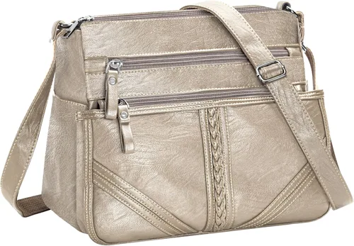 Vista 12 de Bolsos bandolera ELDA para mujer, monederos y bolsos de piel sintética suave, bolsos con varios bolsillos, bolsa de hombro