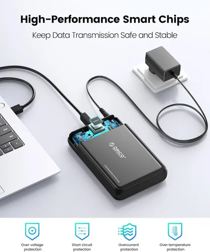 Vista 3 de ORICO Caja de disco duro externo para disco duro SATA SSD de 3.5 y 2.5 pulgadas, capacidad de hasta 20 TB, alta velocidad de transmisión USB 3.2 Gen