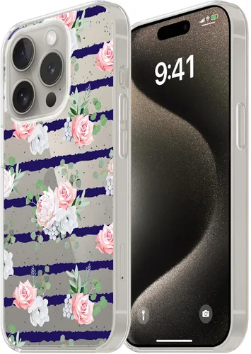 Vista 9 de Funda transparente diseñada para iPhone 15, de poliuretano termoplástico suave, a prueba de golpes, transparente, para mujeres y niñas, diseño