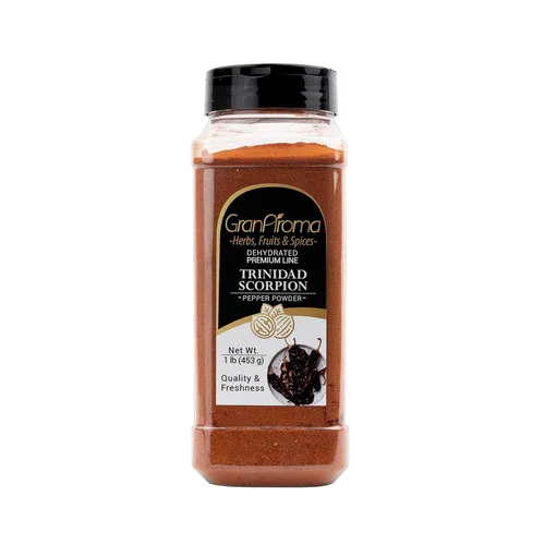 Vista 8 de GranAroma Trinidad Scorpion en polvo, extremadamente caliente, polvo de chile molido, salsas y sopas (9.6 onzas)