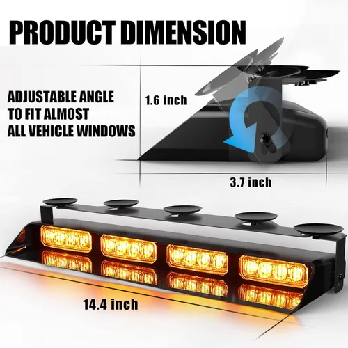 Vista 5 de Luces estroboscópicas de emergencia en ámbar para salpicadero WINECO con pantalla digital, controlador de advertencia de seguridad, barra de luz