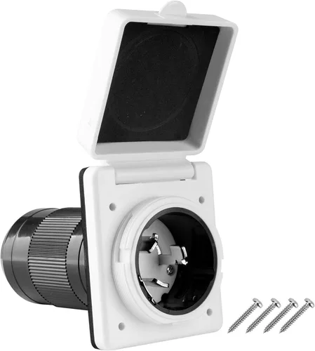 Vista 9 de Entrada de Alimentación para RV de Bloqueo Giratorio de 30 AMP 125V/120V, Entrada de Alimentación de Costa para RV con 3 Pines y Tornillos de Acero