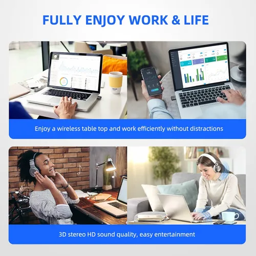 Vista 8 de Smof USB Bluetooth Audio Adapter for PS5, PS4,Switch,Mac. Compatible Bone Conduction Headsets Wireless Audio Transmitter Dongle with aptX Low