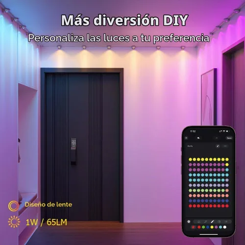 Vista 5 de Luz permanente para exteriores de 50 pies, luces exteriores inteligentes RGB Plus IC para casa, luz de cadena con control por aplicación/control