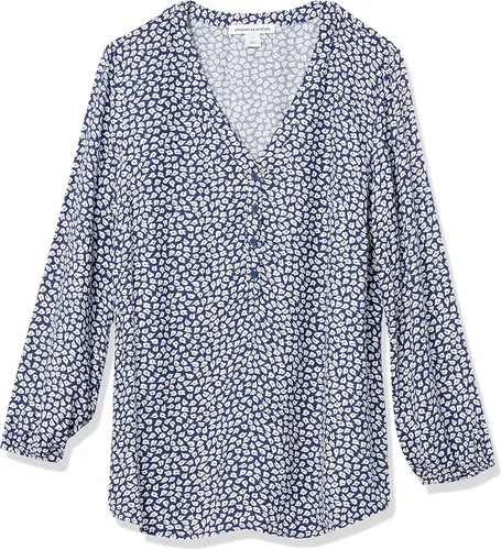 Vista 5 de Tienda Essentials - Camisa estilo popover de manga 34 con botones para mujer
