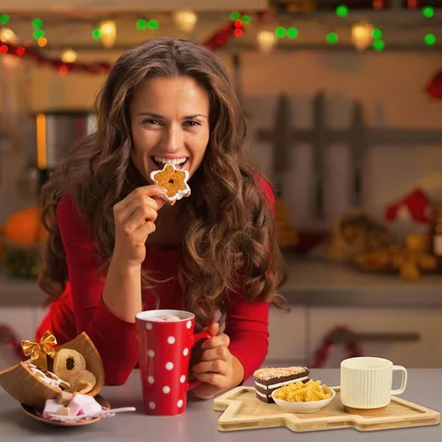 Vista 6 de Bandeja de madera para aperitivos de Navidad con forma de árbol de Navidad, bandeja de servir sushi, bandeja de madera para charcutería, bandeja