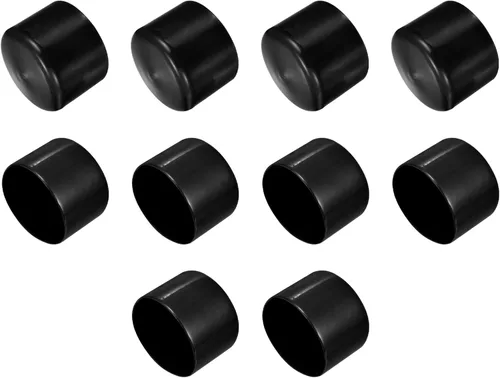 Vista 16 de uxcell 10 tapas de goma de 0.984 in (1 pulgada) de vinilo de identificación redonda tapa tapa de rosca protectores de rosca negro