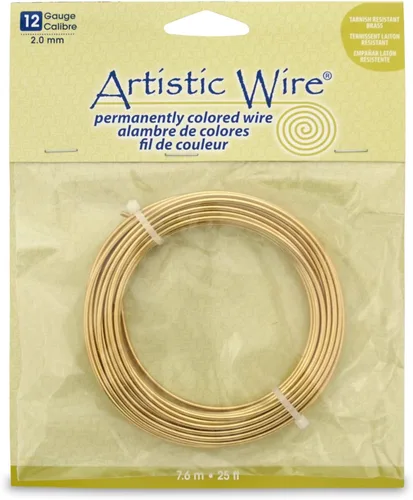 Vista 25 de Artistic Wire, Alambre de latón calibre 12 resistente al deslustre, 10 pies