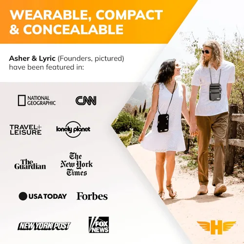 Vista 4 de HERO - Cartera para el cuello - Soporte para pasaporte con bloqueo RFID - Bolsa de viaje fácil de ocultar, gris (Army Grey), Cartera Rfid