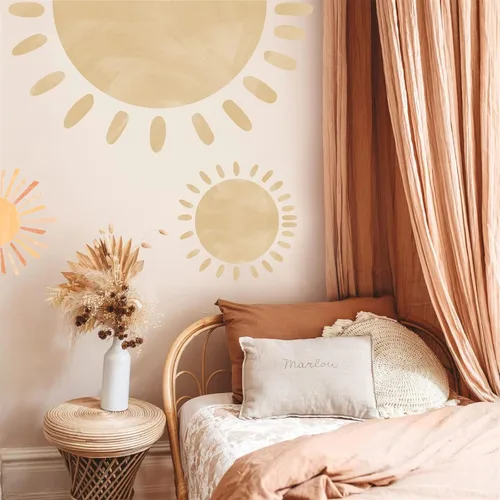 Vista 7 de Calcomanías de pared de medio sol, calcomanías de pared grandes bohemias, calcomanías de pared modernas, calcomanías de vinilo removibles