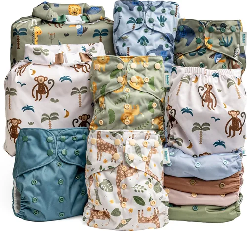 Vista 16 de Big Adventure Kinder - Juego de 5 pañales de tela reutilizables para bebé, estilo de bolsillo, jersey atlético que absorbe la humedad, insertos