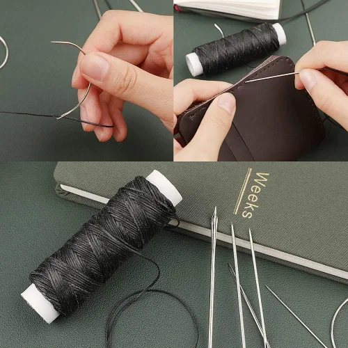 Vista 5 de Utoolmart Crafts - Hilo de coser de cuero de 0.039 pulgadas (0.039 in, 164.0 ft, negro) 1 unidad