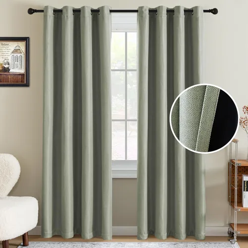 Vista 56 de H.VERSAILTEX Cortina de lino para oscurecer la habitación para dormitorio/sala de estar, cortinas opacas extra anchas de 100 x 84 pulgadas