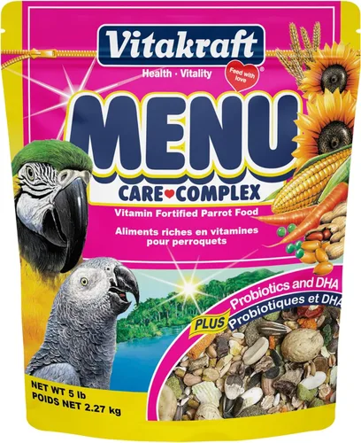 Vitakraft Menu Premium - Alimento para loros, fortificado con vitaminas, alimento para guacamayos, amazonas, conuros y loros para pájaros grandes, 5