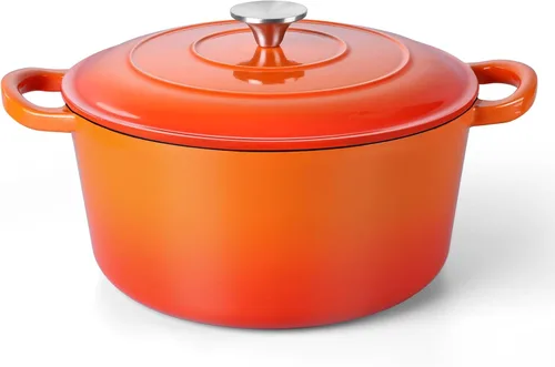 Vista 13 de TeamFar Horno holandés de hierro fundido esmaltado, olla pequeña de 3 cuartos de galón con tapa, olla de hierro fundido resistente para hornear pan