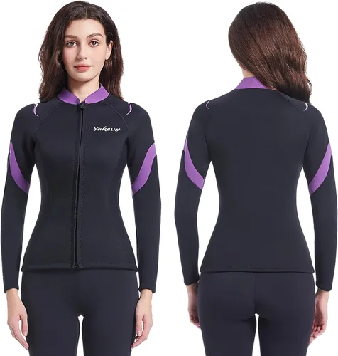 Vista 15 de Wetsuit Top Men,2mm Mens Wetsuit Top 3mm Long Sleeve Wetsuit Jacket Men Front Zip Warm Wets Suit Jackets for Men Stretch Mens Wetsuit Top