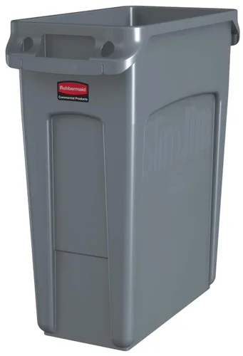 Vista 17 de Rubbermaid Commercial Products - Basurero de reciclaje, diseño rectangular con canales de ventilación, modelo Slim Jim, Beige