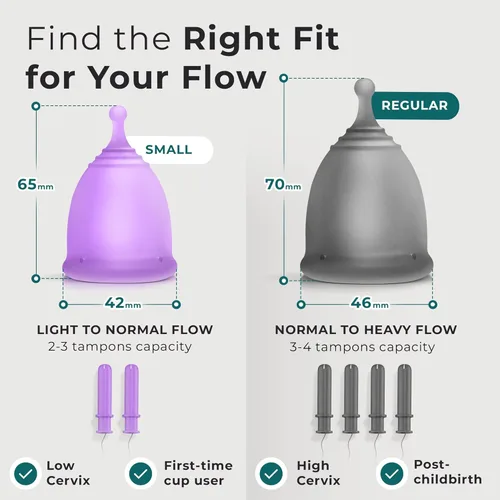Vista 5 de Ecoblossom Kit completo de copa menstrual, tazas reutilizables pequeñas y grandes, soporte para esterilizador de silicona, lavado de limpieza