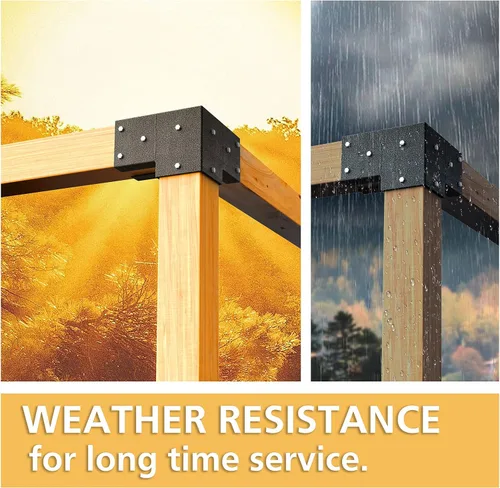 Vista 5 de Eapele Kit de pérgola Soportes de esquina para postes de madera de 4x4 (3.5 pulgadas x 3.5 pulgadas), acero recubierto en polvo, ángulo de 90° de 3
