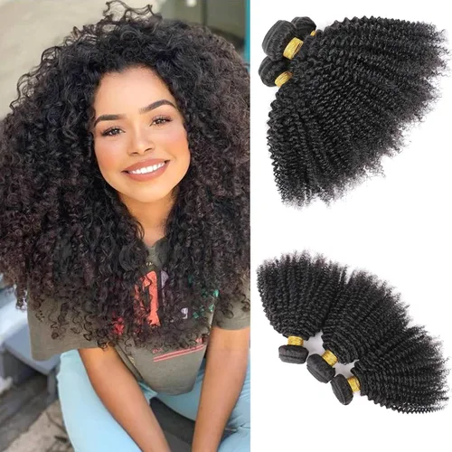 Vista 69 de Extensiones de cabello humano afro rizado 4B 4C Afro Kinky a granel de cabello humano virgen sin procesar para mujeres, negro natural, 8 pulgadas