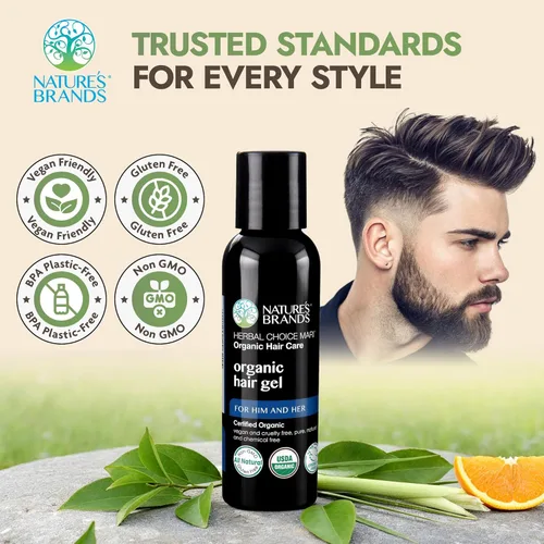 Vista 3 de Nature's Brands Herbal Choice Mar - Gel orgánico para el cabello (botella de 2 onzas líquidas), sin productos químicos sintéticos tóxicos