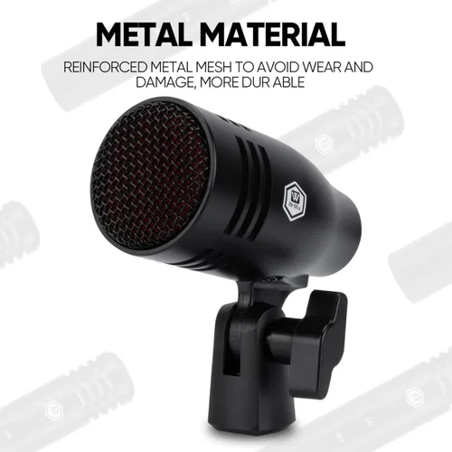 Vista 2 de W IN-MIX Kit de micrófono de tambor dinámico con cable de 7 piezas (completamente metálico) - Micrófono para patada, graves, tom/redoblante