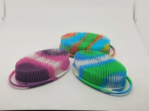 Vista 5 de Exfoliante suave para ducha corporal, cepillo de baño de silicona para niños y adultos, paquete de 3