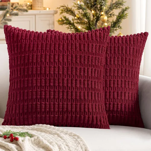 Vista 54 de MIULEE - Juego de 2 fundas decorativas para cojines, de pana suave y con moderno estilo campestre bohemio a rayas, decoración de primavera