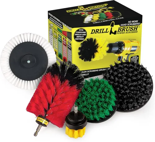 Vista 10 de Useful Products - Juego de 5 cepillos de limpieza ultra rígidos Black Drillbrush - Kit de accesorios de cepillo de parrilla no metálico para taladro