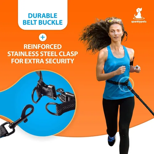 Vista 8 de SparklyPets Correa doble manos libres para perros grandes, sin tirones, sin enredos, asas acolchadas, costuras reflectantes