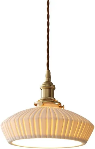 Mid Century Vintage Pendant Light Fixture, Modern Brushed Brass Ceiling Hanging Lighting, Height Adjustable White Glass Shade Chandelier for Dining