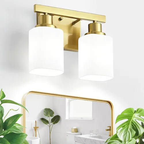 Vista 8 de 2 Light Bathroom Vanity Light,Matte Black Vanity Lights with Clear Glass,Bathroom Lighting Fixtures Over Mirror,Wall Light Fixtures for Living