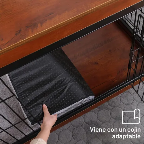 Vista 7 de Jaula de perro de 37.8 x 23.6 x 27.1 pulgadas, estilo de muebles para mascotas pequeñas y medianas, jaula de madera para perros, resistente